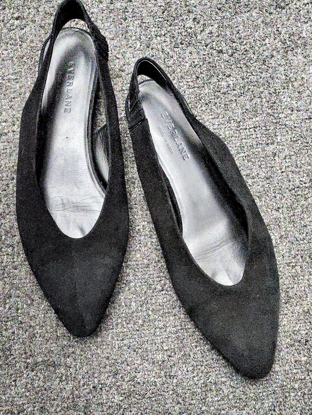 Everlane The V Slingback Black Pointed-Toe Slingback Heels